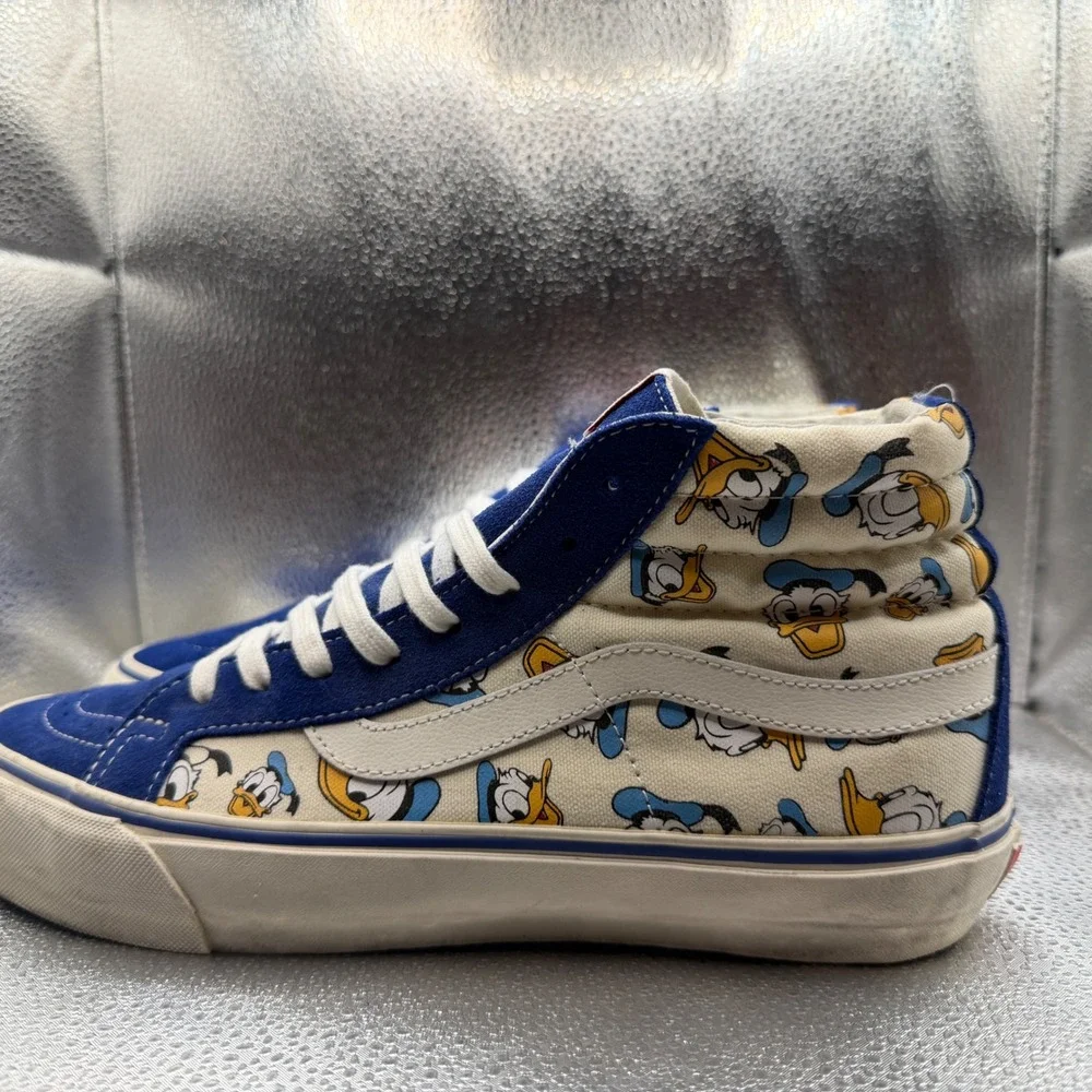 Size 10 Vans Sk8-Hi Sneakers Mens Blue Excellent Disney Donald Duck High Top
